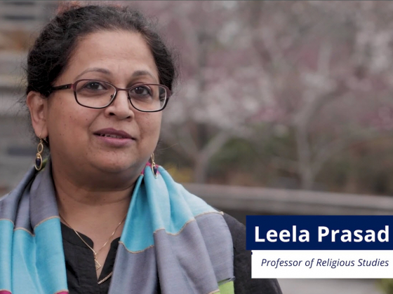 Still footage of Professor Leela Prasad during interview for "Holi", Festival of Colors