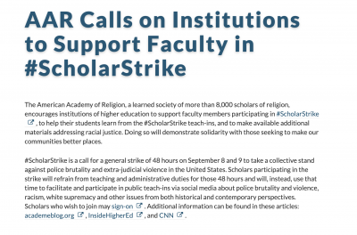 AAR Calls on Institutions to Support Faculty in #ScholarStrike